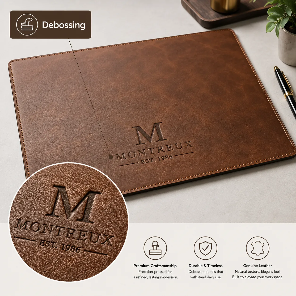 Embossed Logo for custom leather products