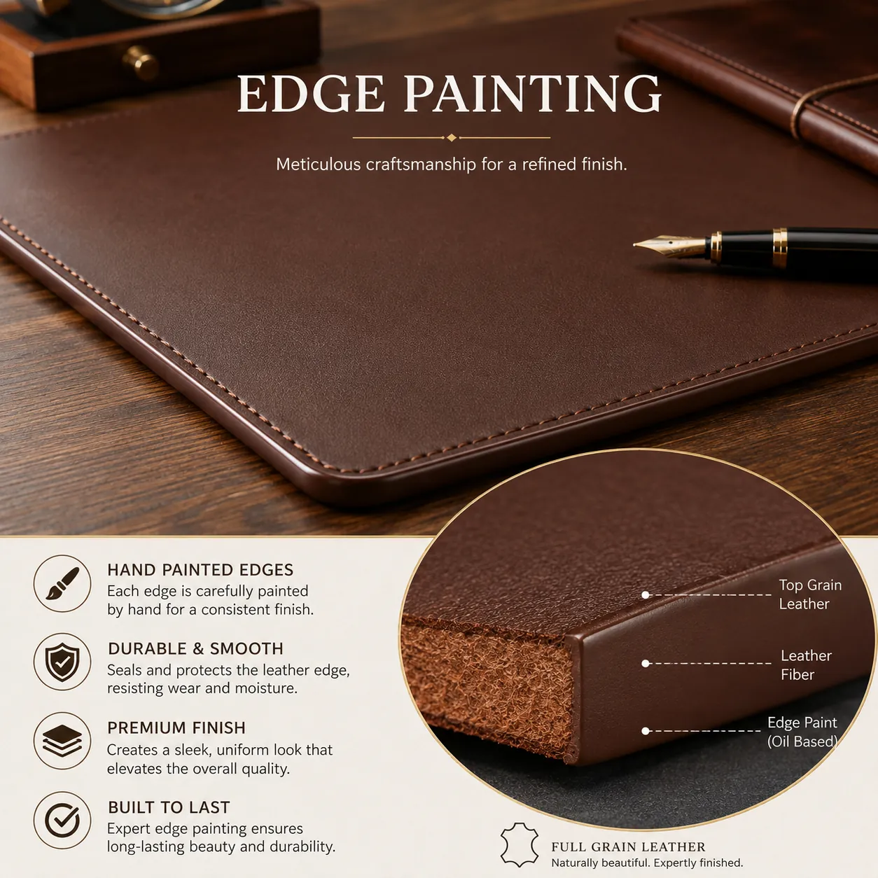 Edge Painting for custom leather products
