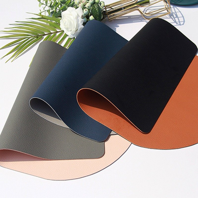 Custom Irregular Two-Tone Leather Placemat detail