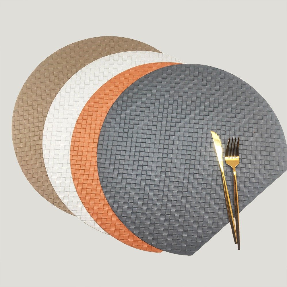 Custom Half-Round Woven Leather Placemat detail