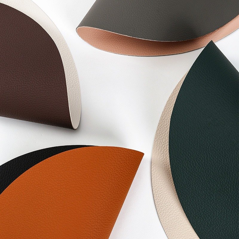 Custom Solid Round Leather Placemat detail