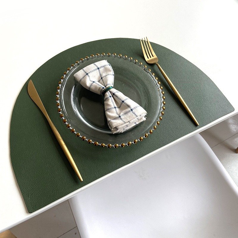 Custom Half-Round Fan-Shaped Leather Placemat
