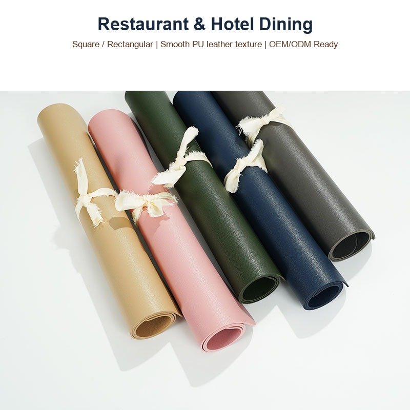 Custom Solid Rectangular Leather Placemat detail