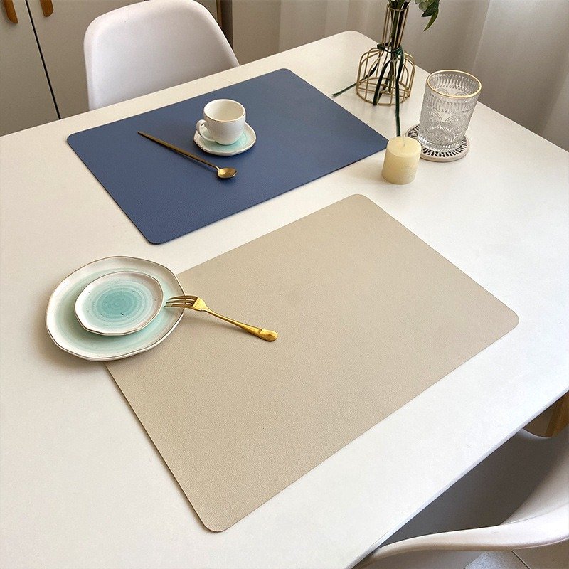 Custom Solid Rectangular Leather Placemat detail