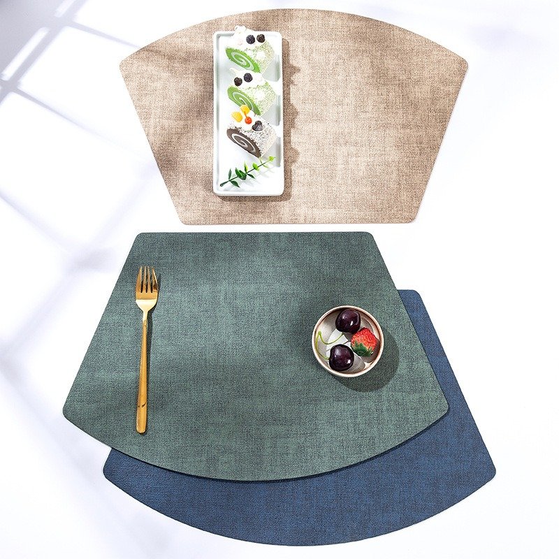 Custom Fan-Shaped Woven Leather Placemat detail