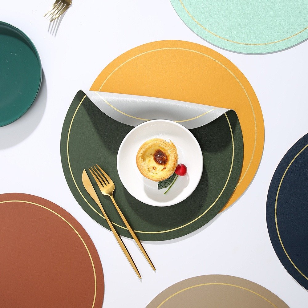 Custom Double-Sided Oval Leather Placemat