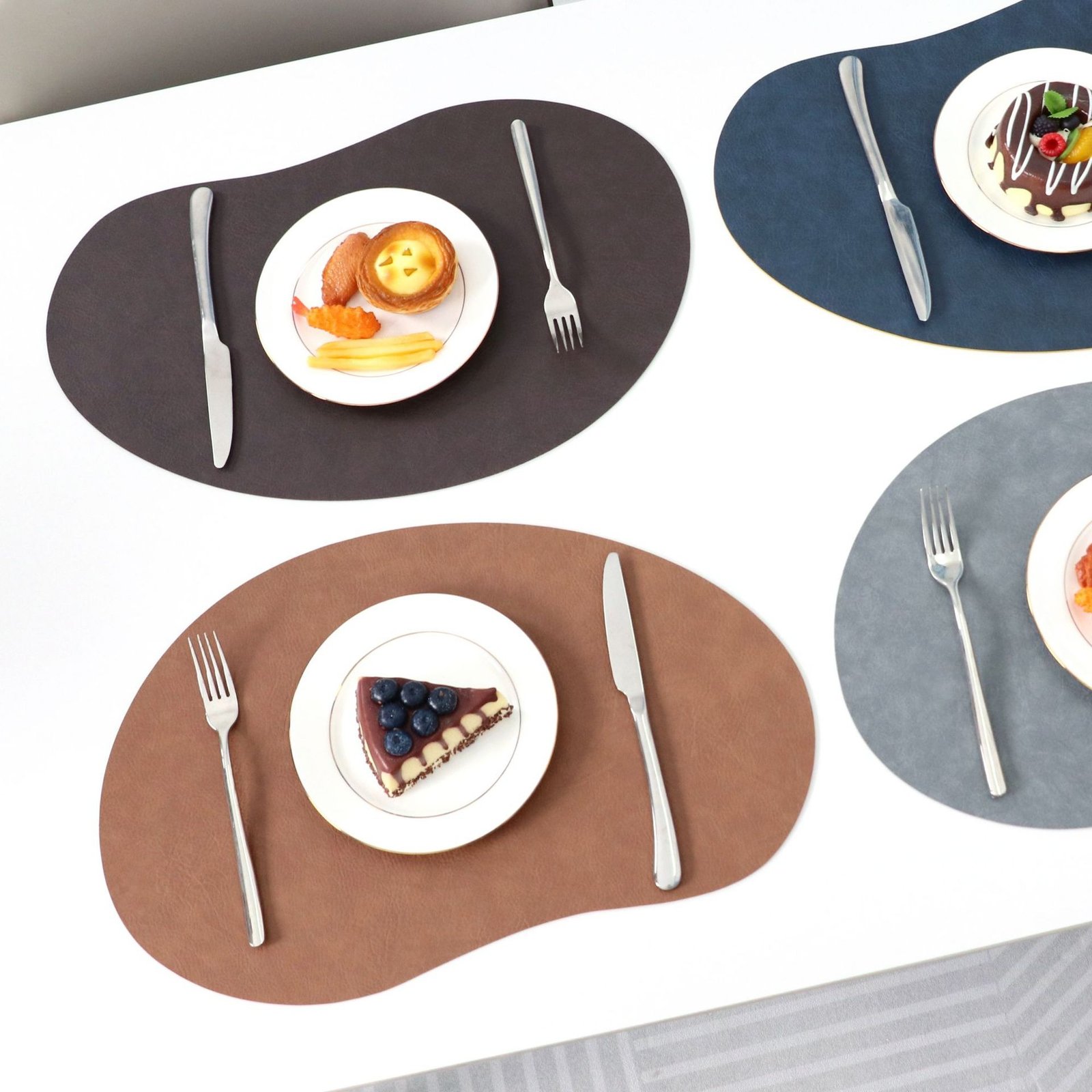 Custom Double-Sided Teardrop Leather Placemat