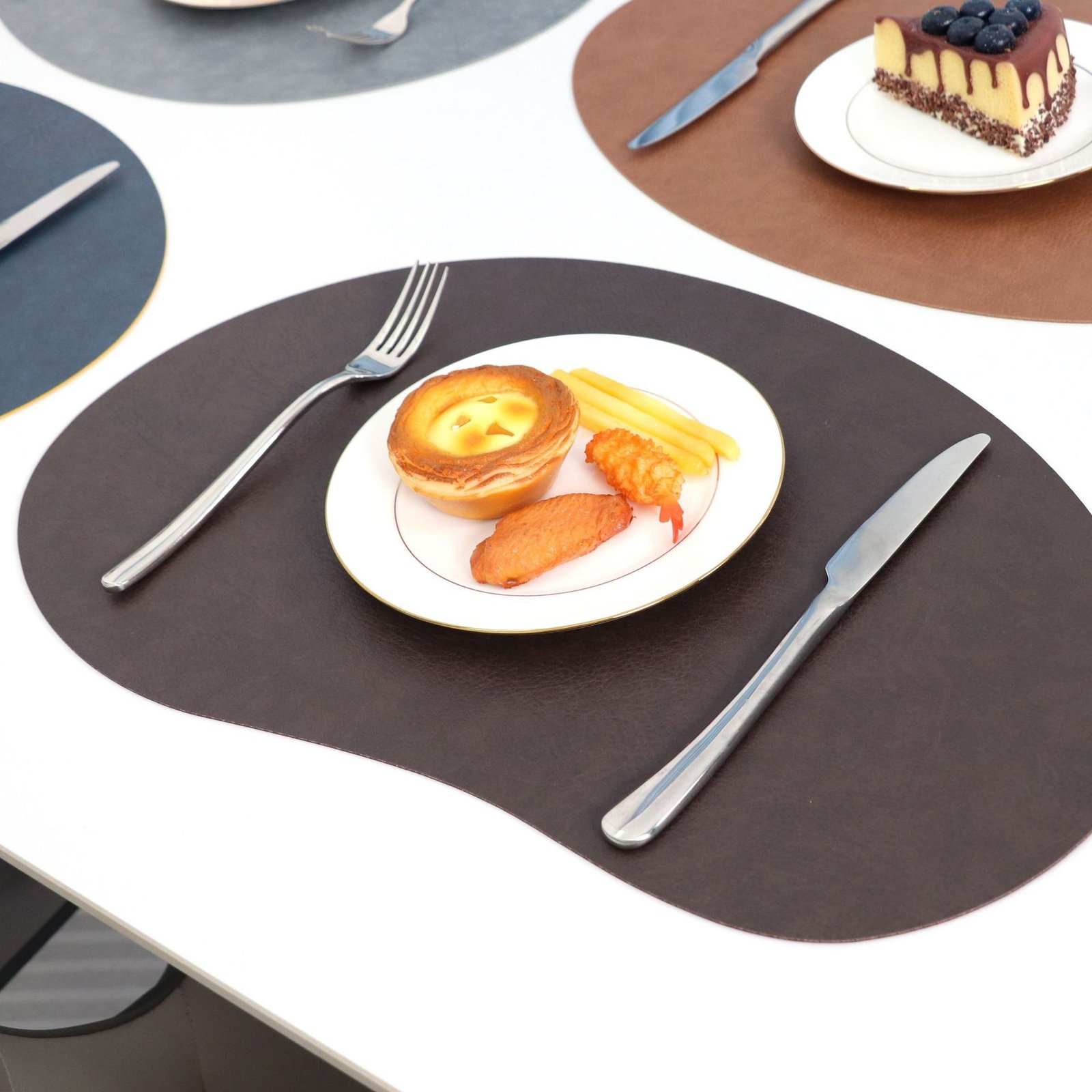 Custom Double-Sided Teardrop Leather Placemat detail