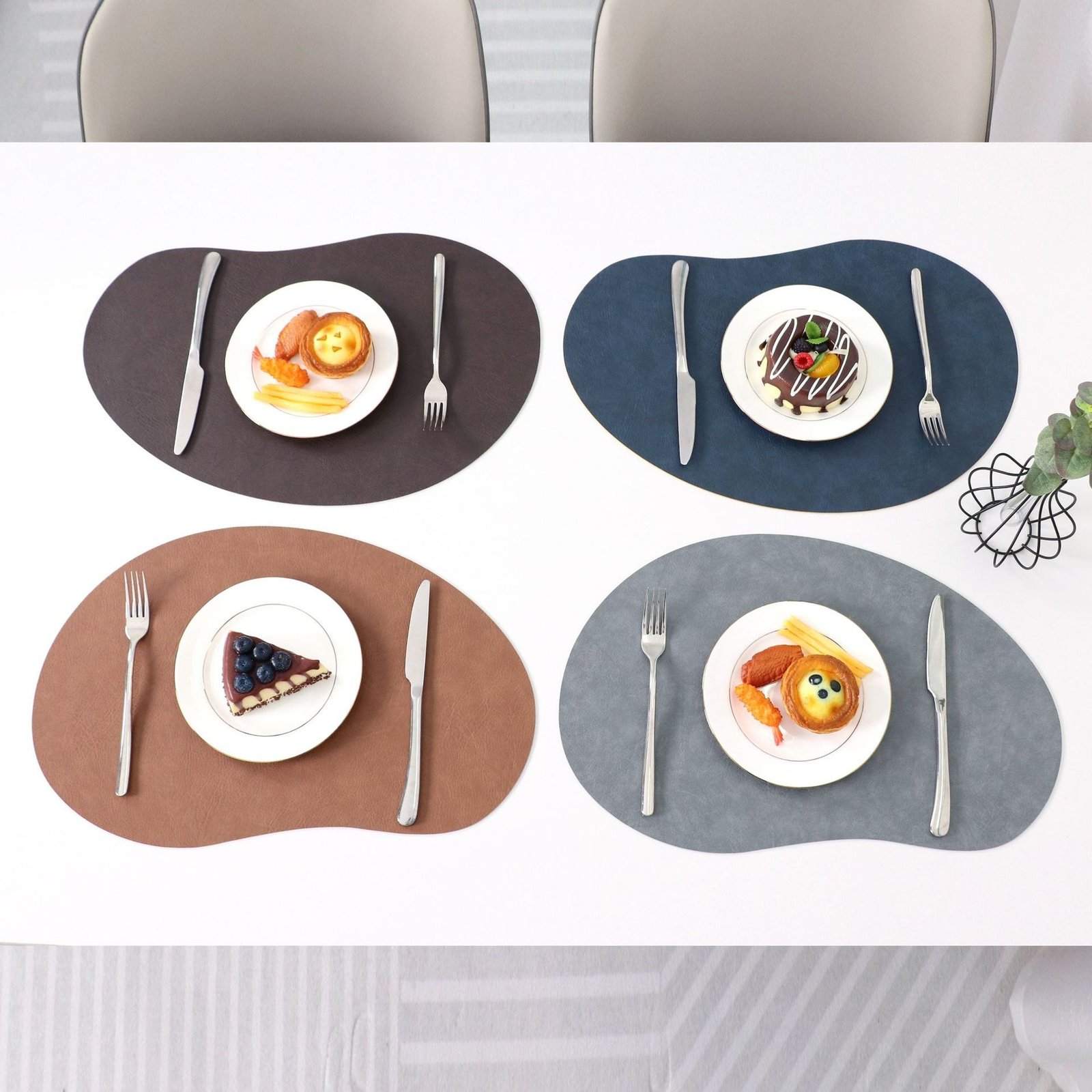 Custom Double-Sided Teardrop Leather Placemat detail
