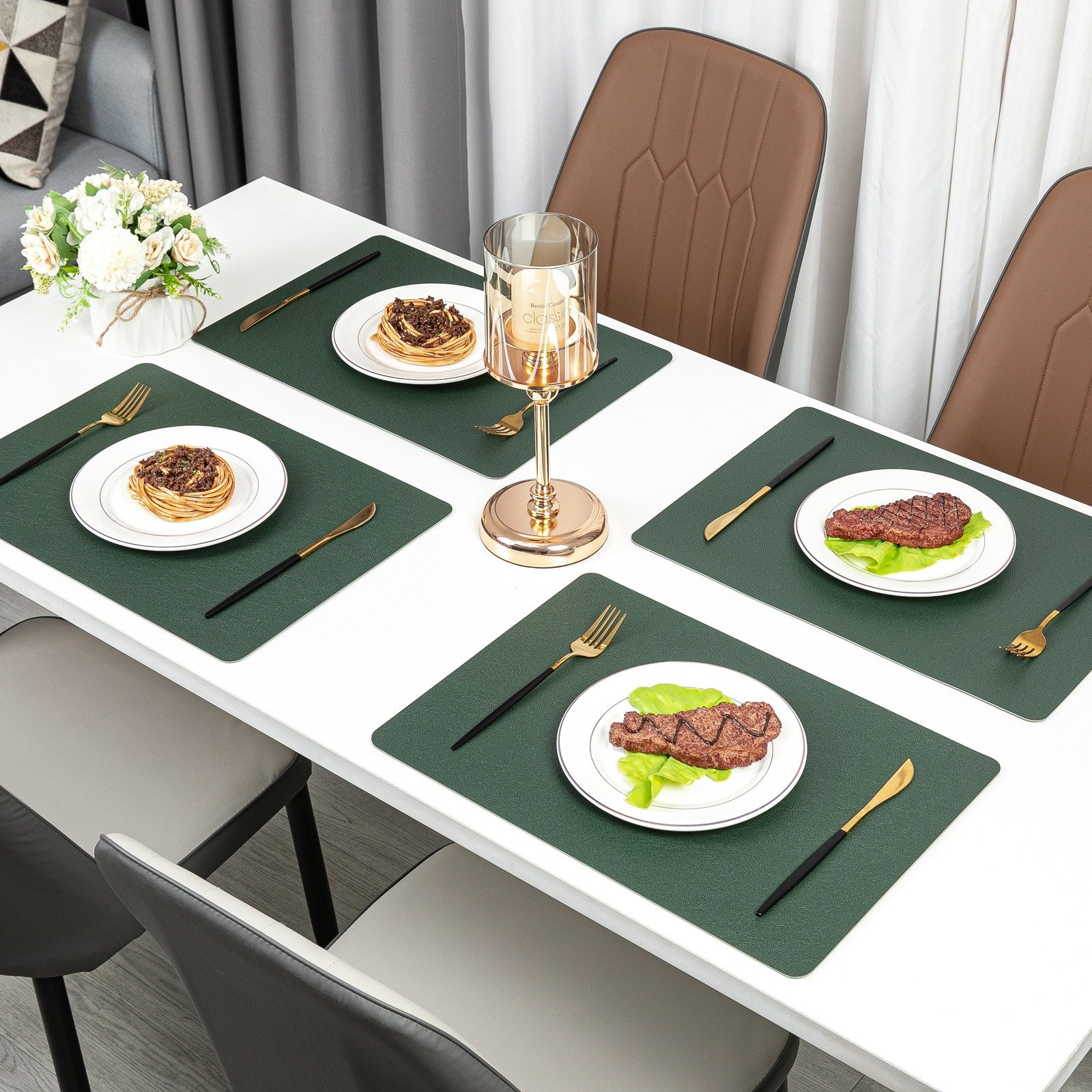 Custom Plain Rectangular Leather Placemat detail
