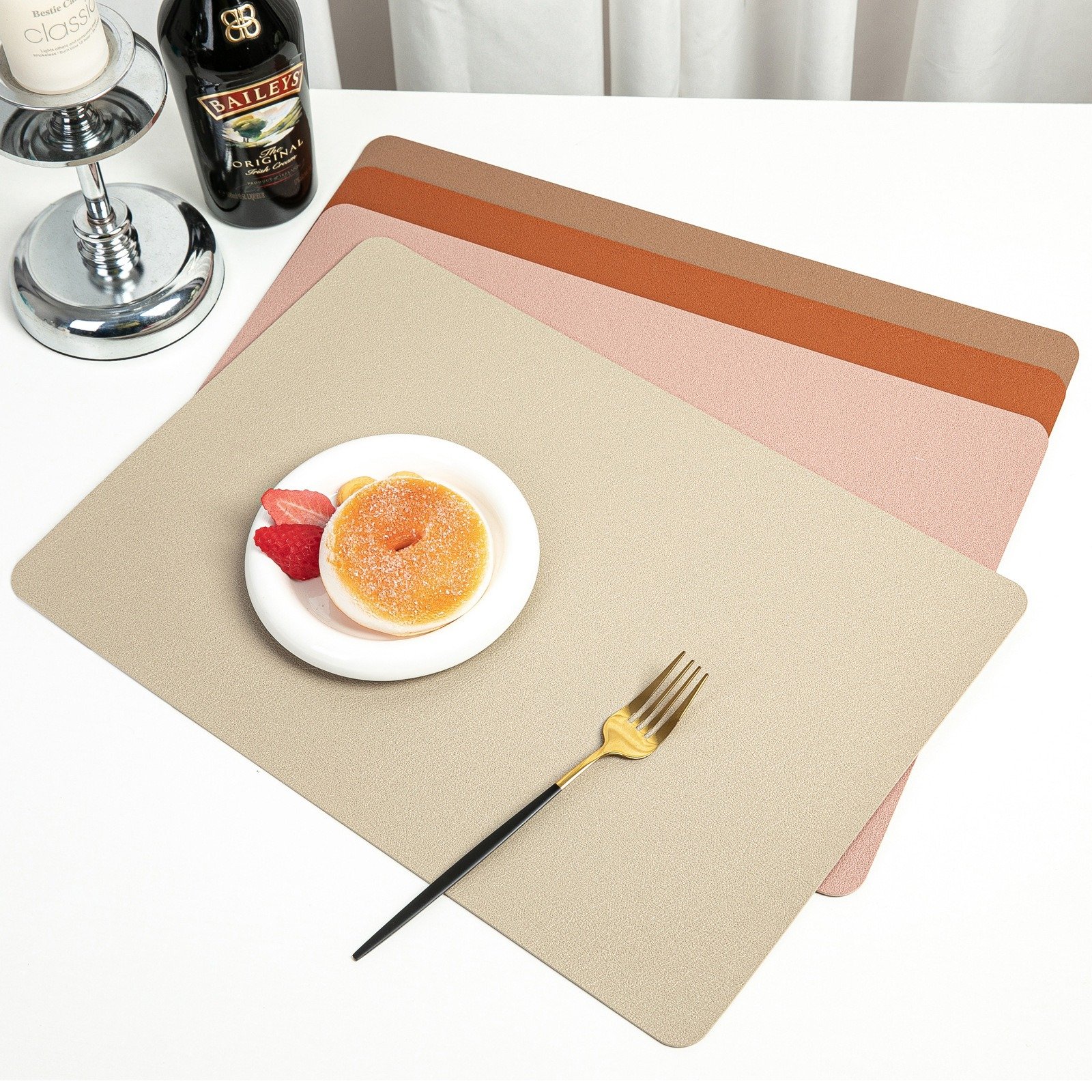 Custom Plain Rectangular Leather Placemat detail