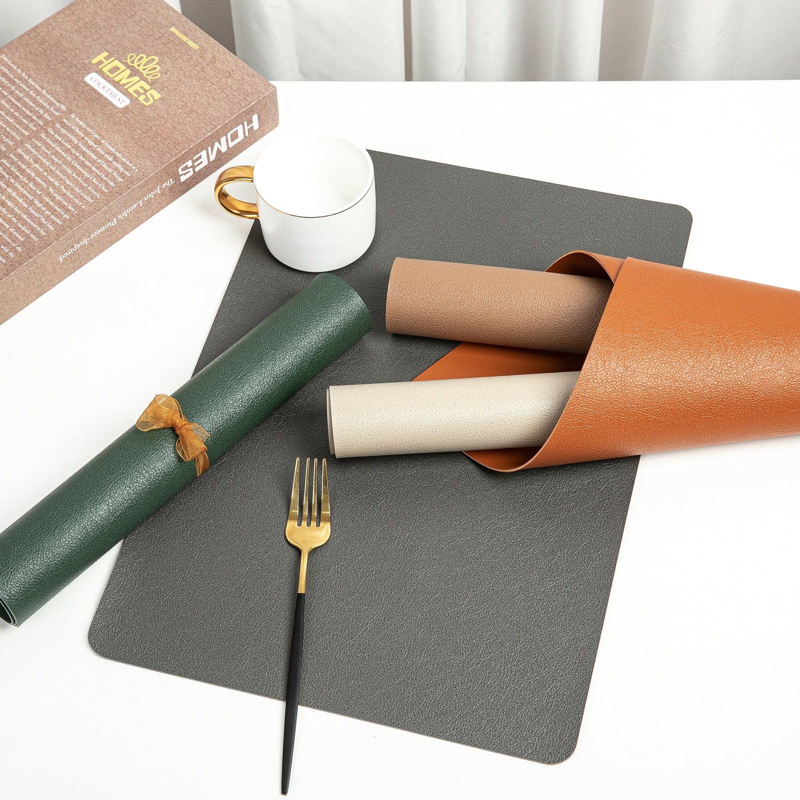 Custom Plain Rectangular Leather Placemat detail