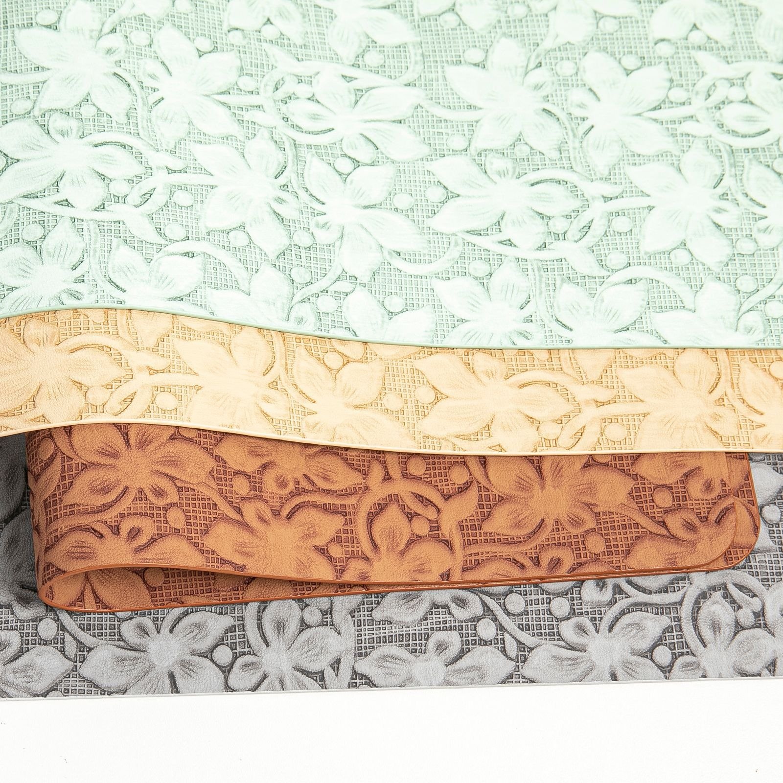 Custom Floral Rectangular Leather Placemat detail