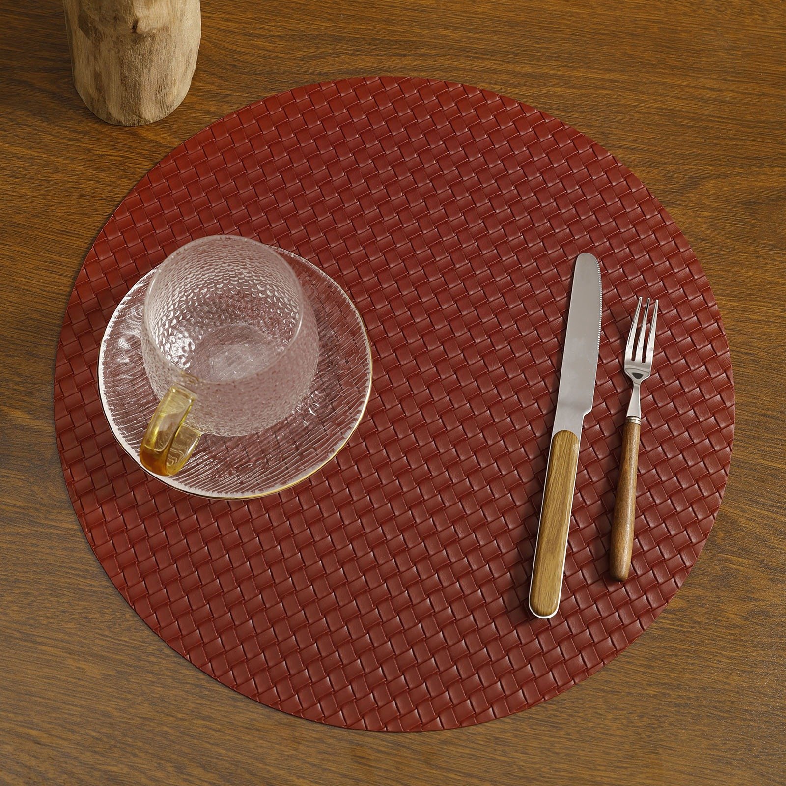 Custom Round Woven Dining Placemat detail