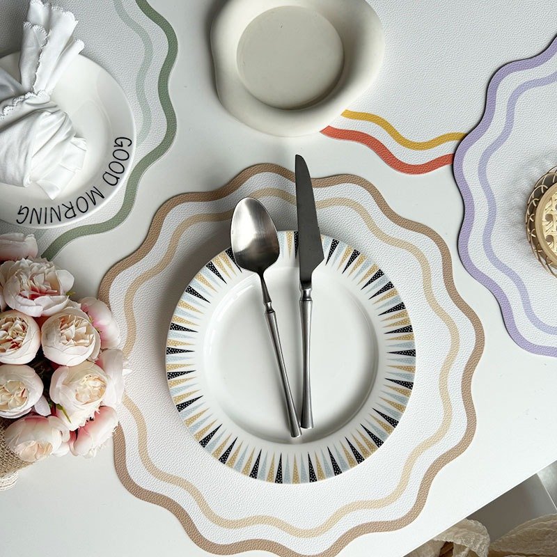 Custom Scalloped Irregular Leather Placemat detail