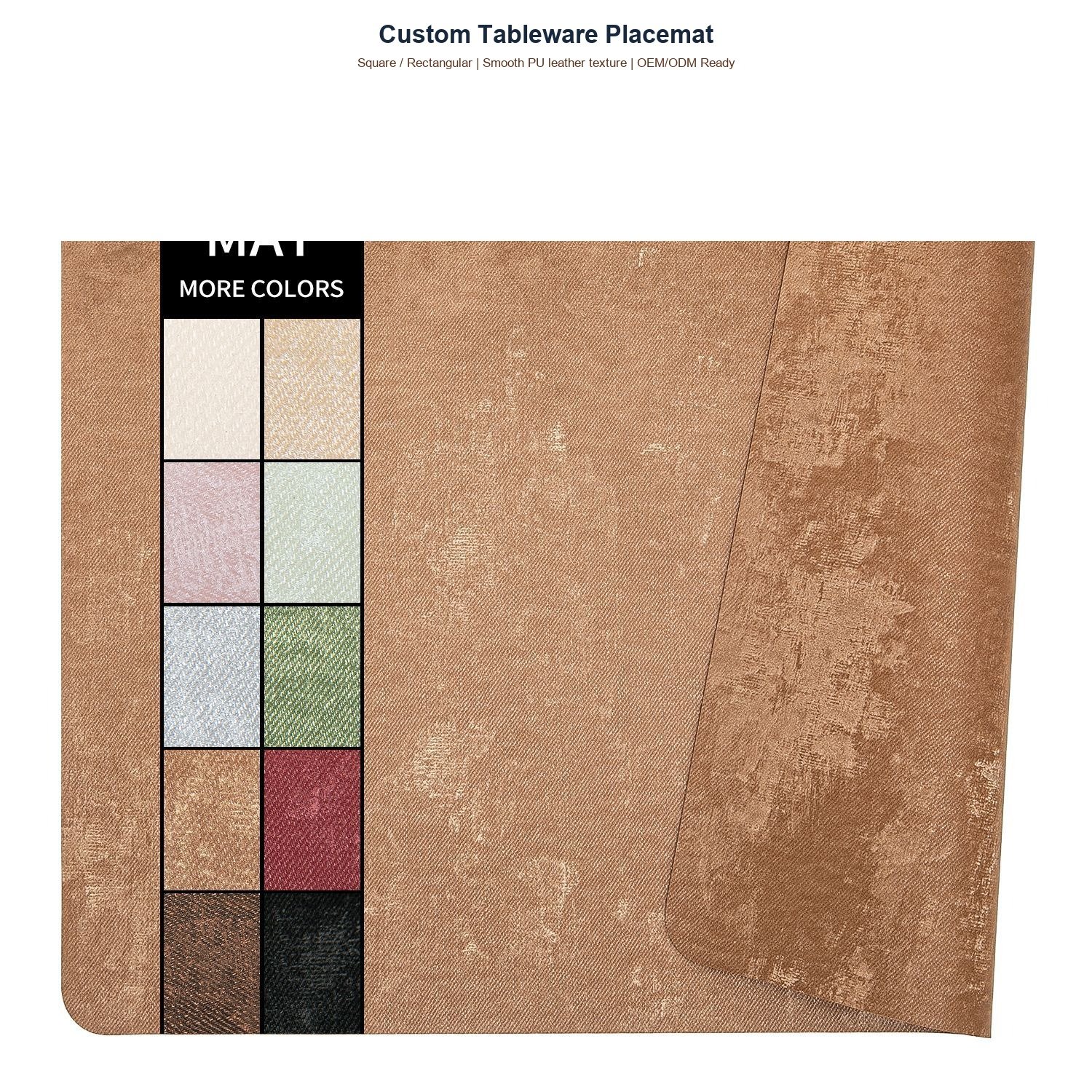 Custom Ivory Rectangular Leather Placemat
