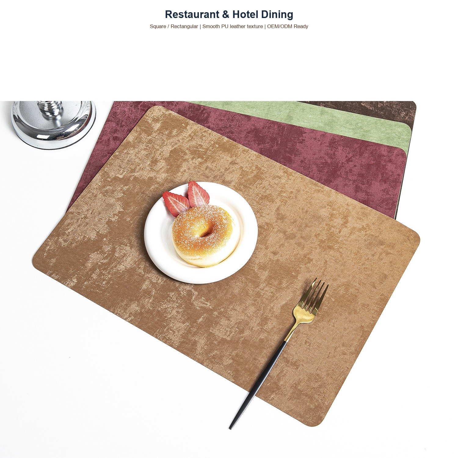 Custom Ivory Rectangular Leather Placemat detail