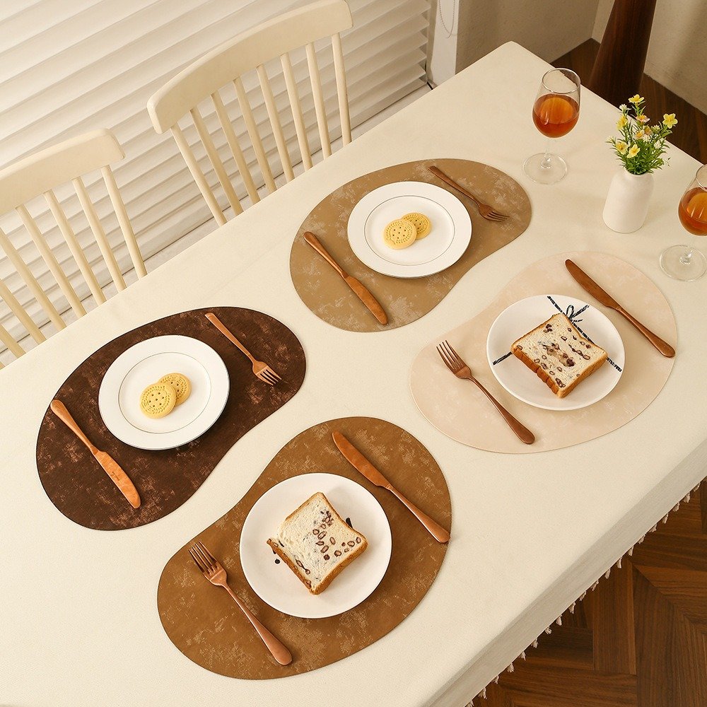 Custom Teardrop Leather Breakfast Placemat detail