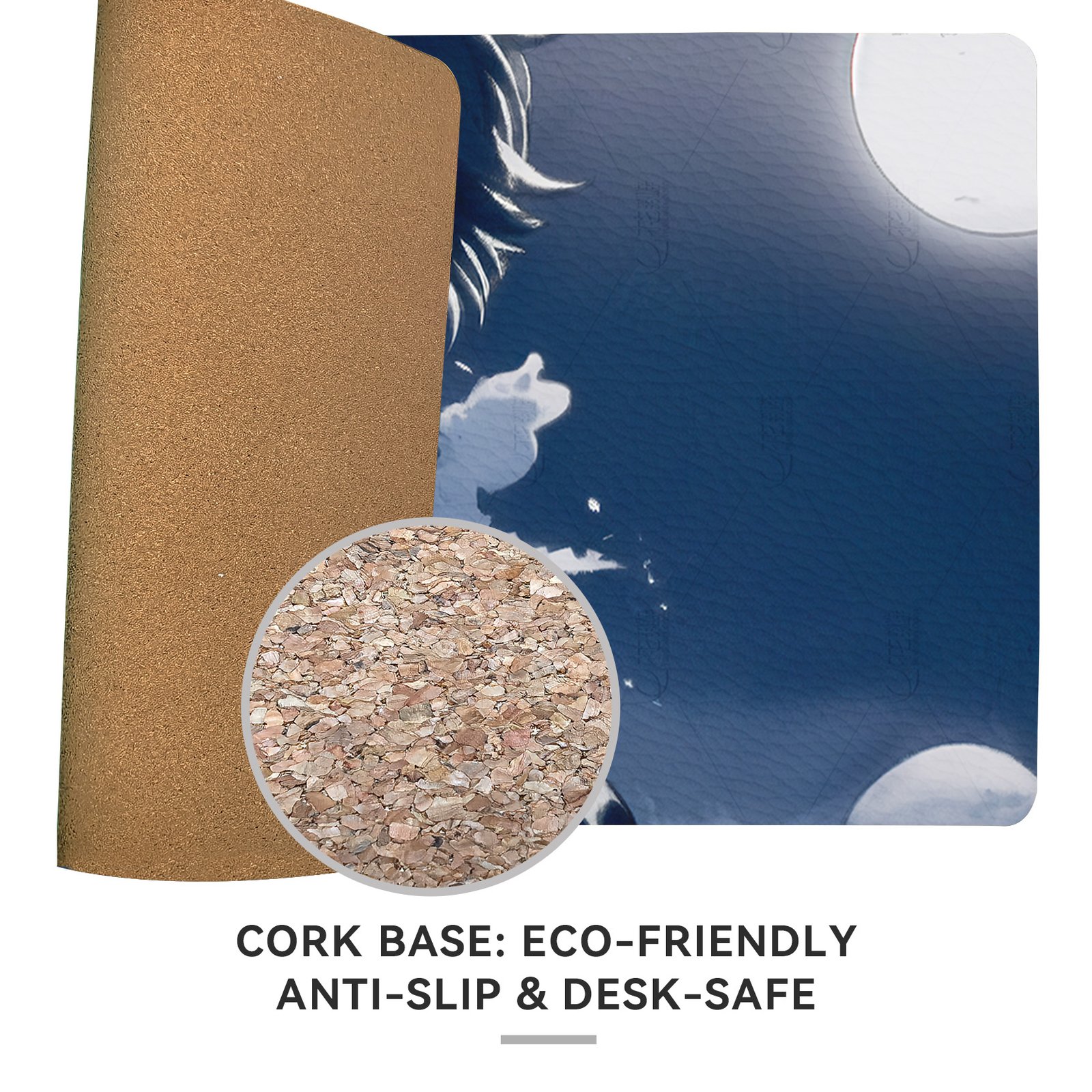 800 x 400mm Cork Desk Pad with Rubber Base detail