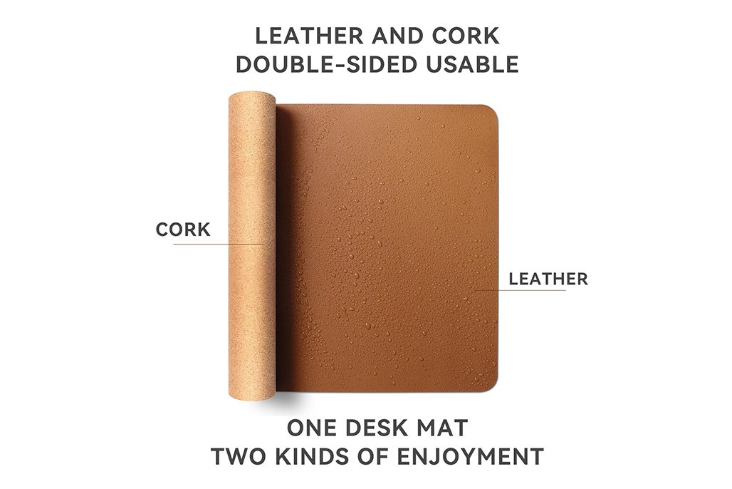 Custom Dual-Sided Cork Leather Desk Pad product detail 2