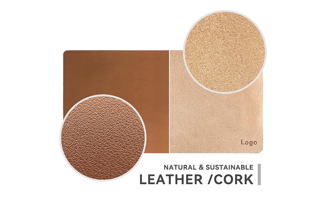 Custom Dual-Sided Cork Leather Desk Pad product detail 3