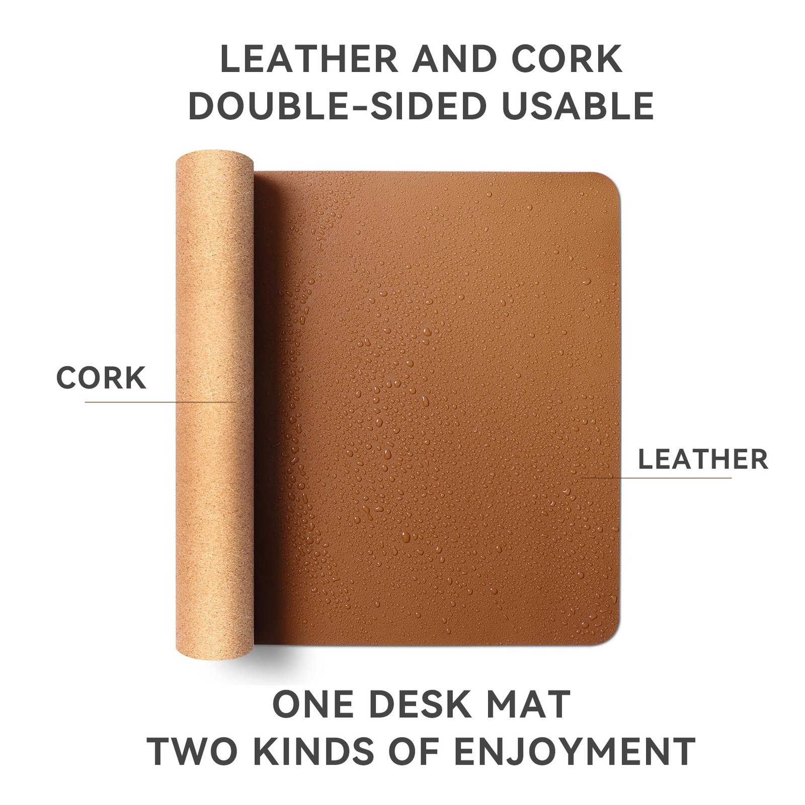 Custom Dual-Sided Cork Leather Desk Pad detail