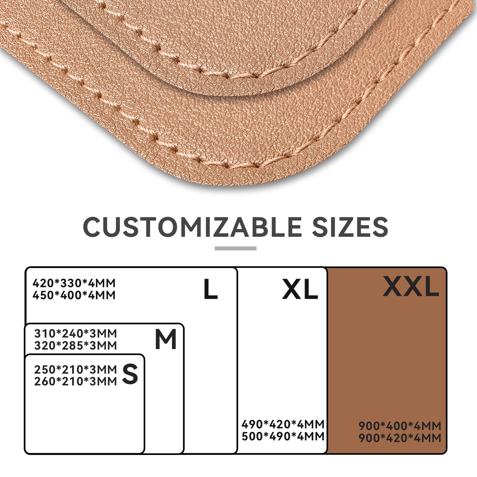Custom Dual-Sided Cork Leather Desk Pad detail
