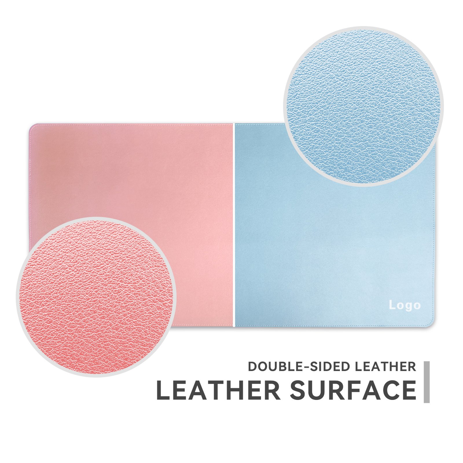 Custom Dual-Sided Waterproof Leather Desk Pad detail