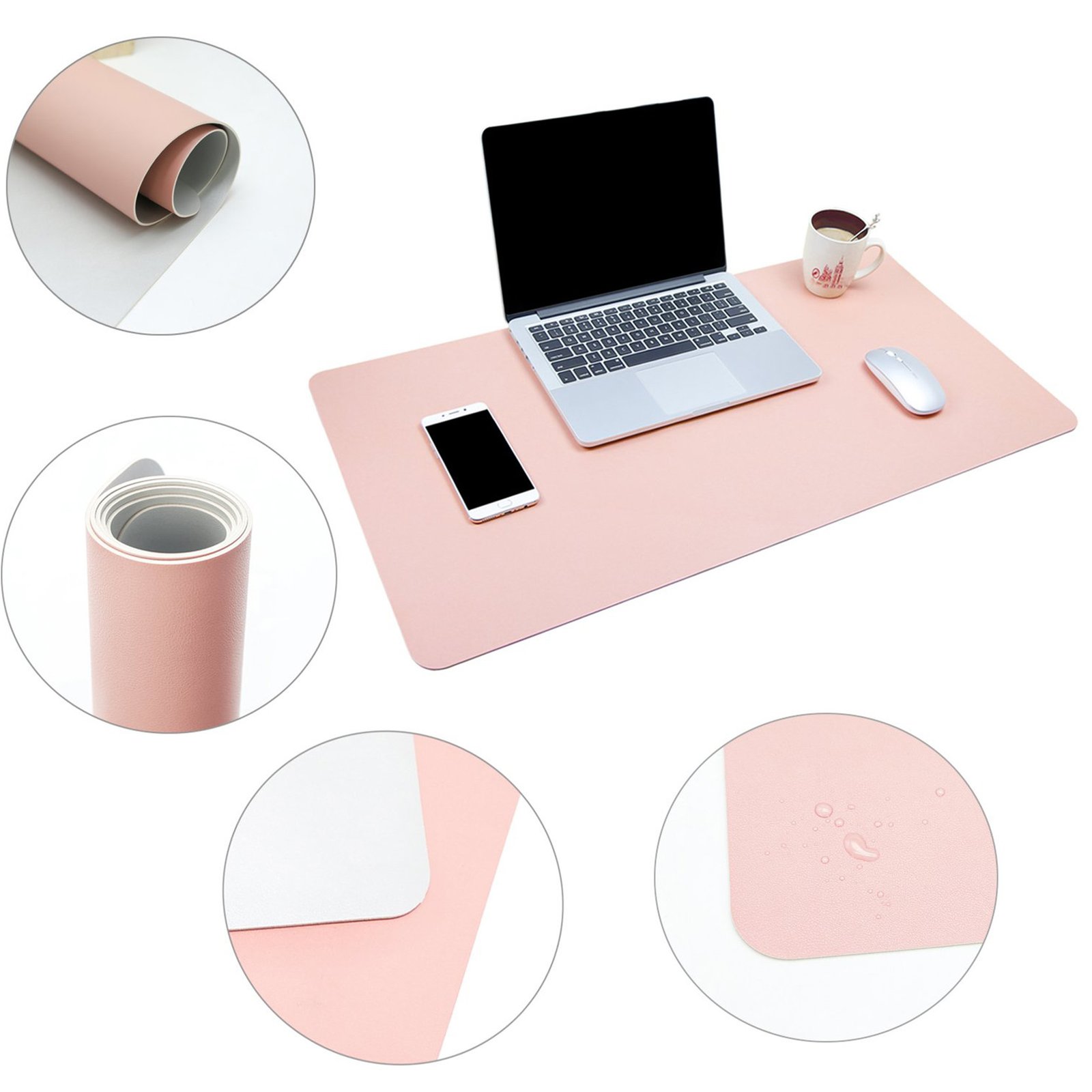 Custom Dual-Sided Waterproof Leather Desk Pad detail