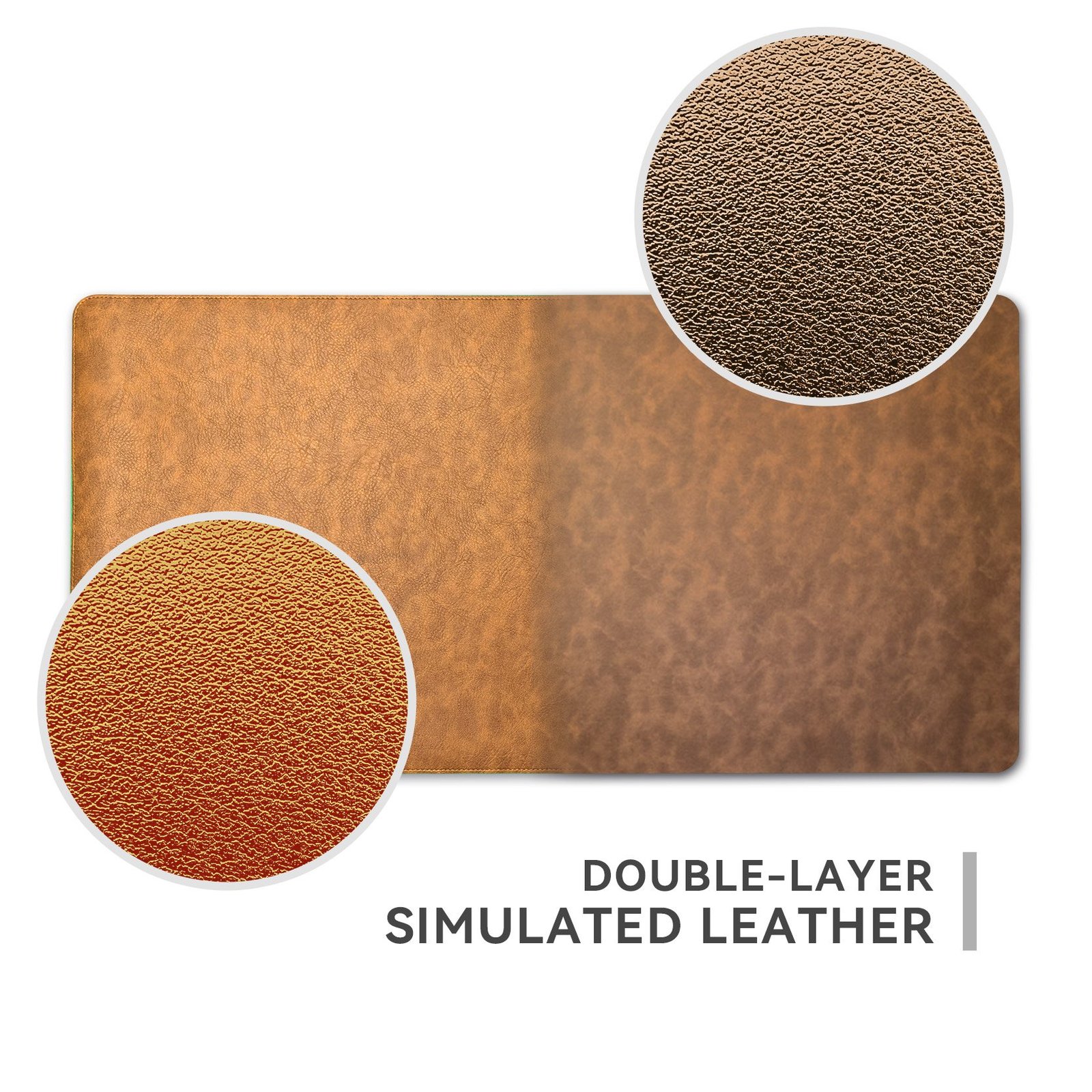Dual-Sided Vintage Look Leather Desk Mat detail