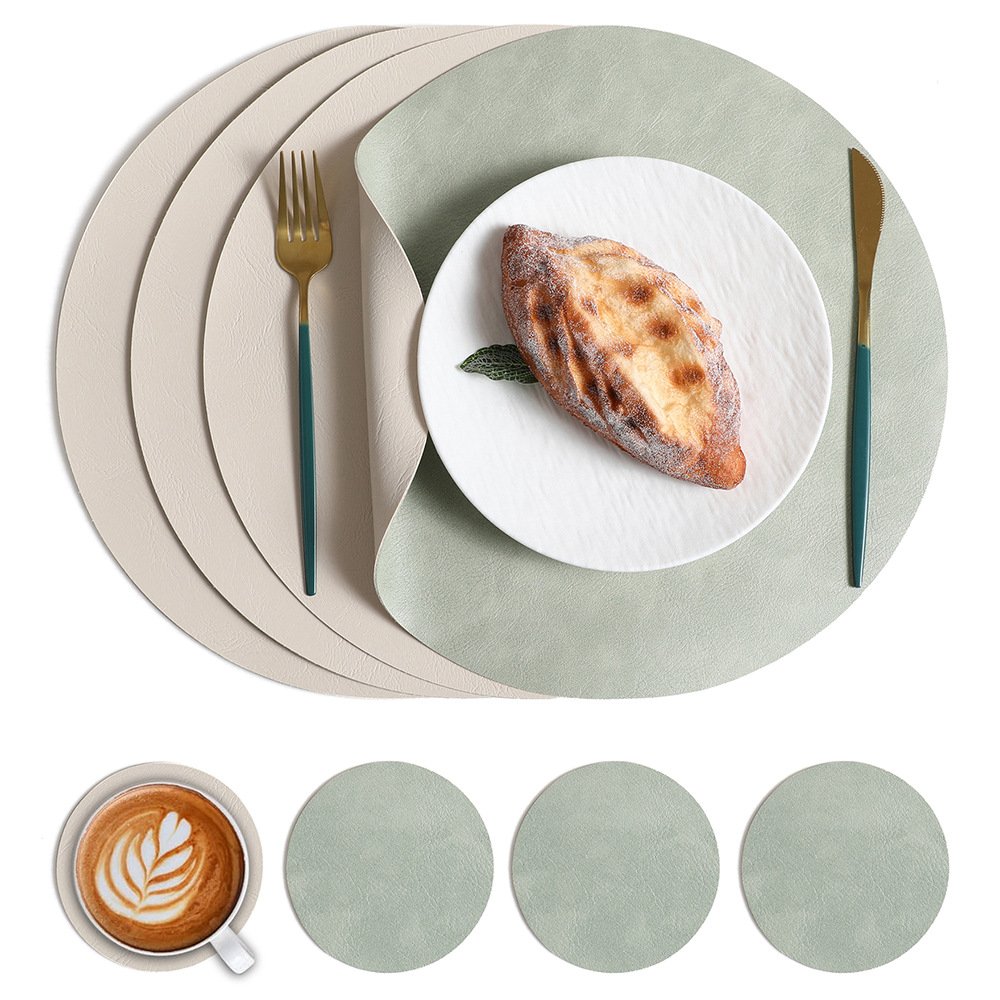 Custom Cowhide Grain Round Leather Placemat