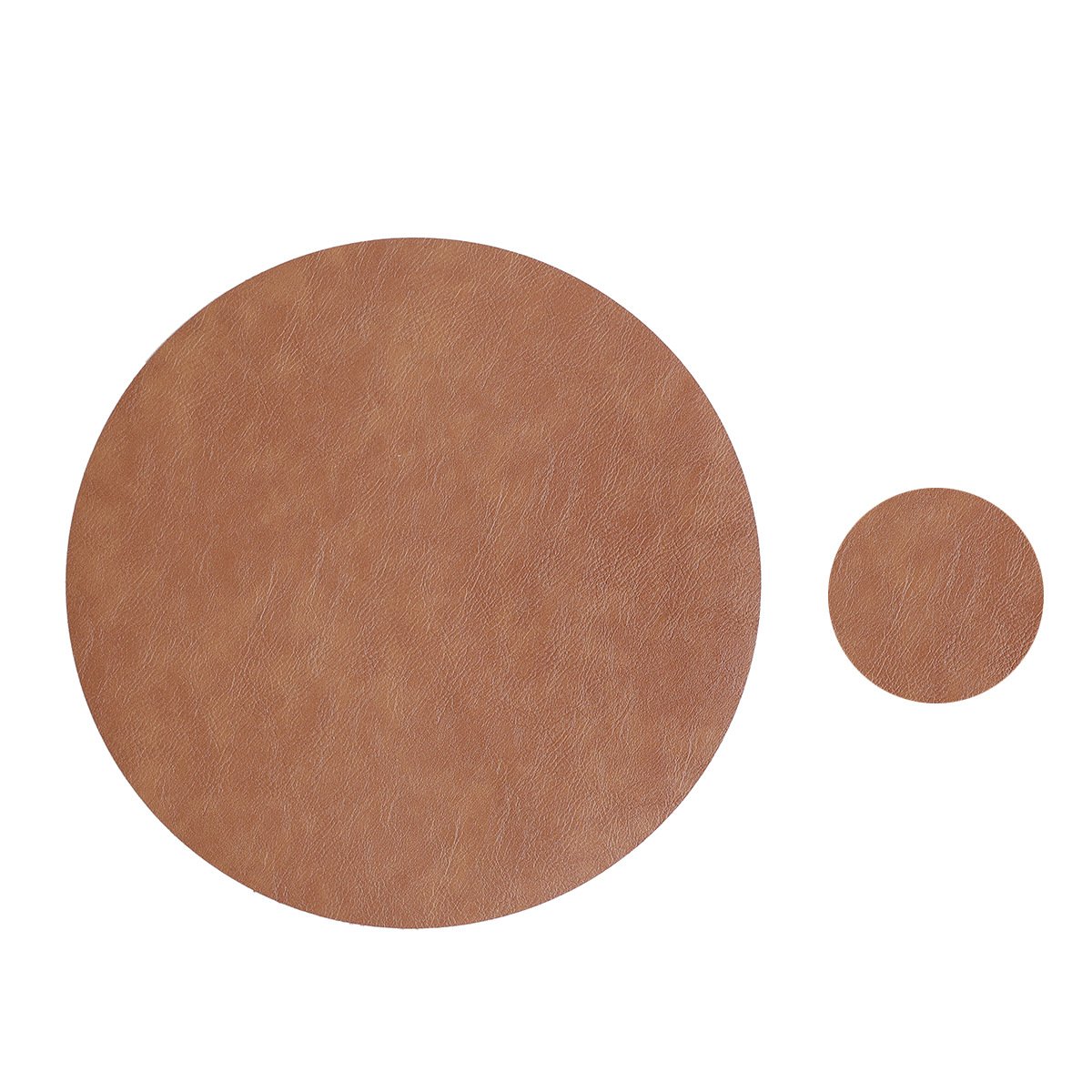 Custom Cowhide Grain Round Leather Placemat detail