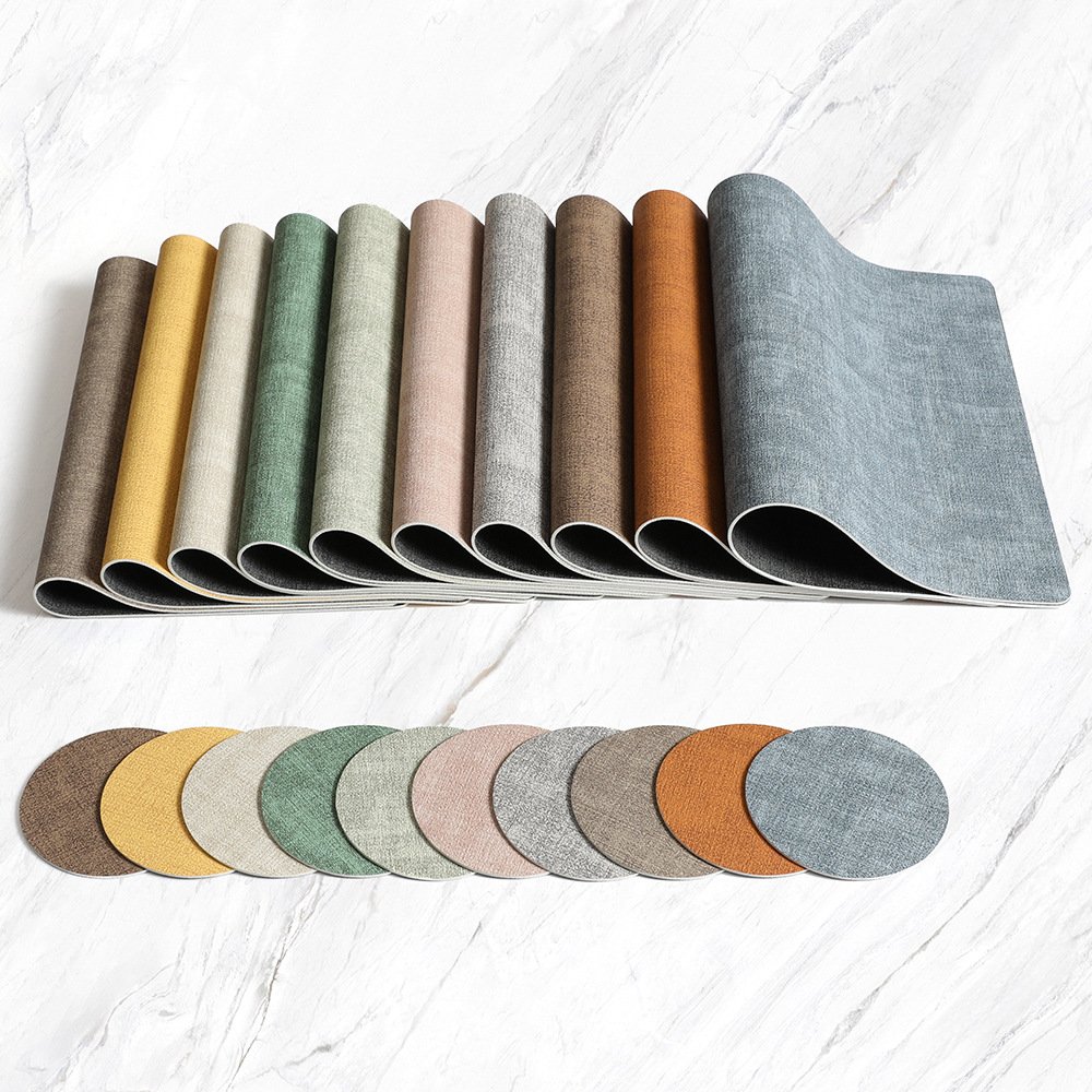 Custom Two-Tone Woven Square Leather Placemat detail