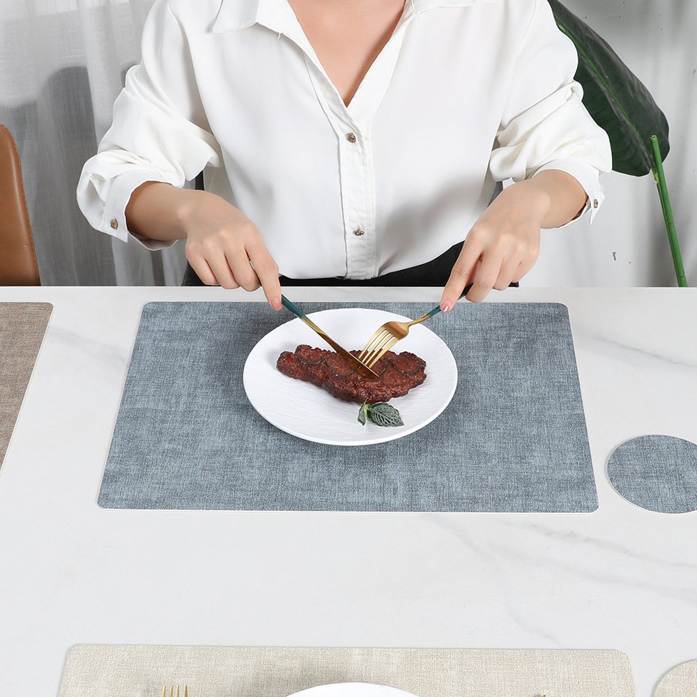 Custom Two-Tone Woven Square Leather Placemat detail