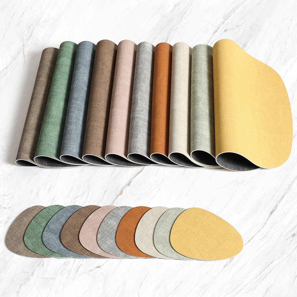 Custom Double-Sided Woven Teardrop Leather Placemat detail