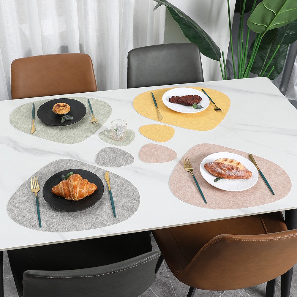 Custom Double-Sided Woven Teardrop Leather Placemat detail
