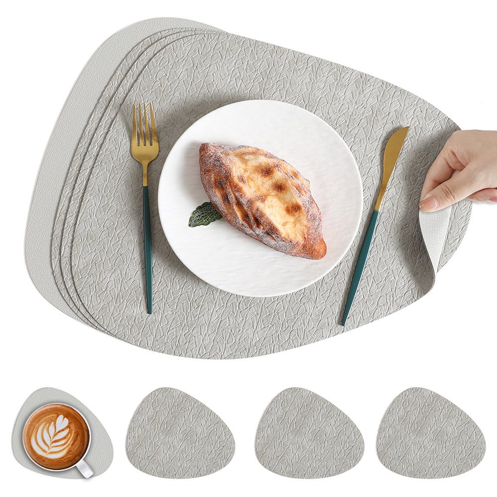 Custom Wheat Grain Teardrop Leather Placemat