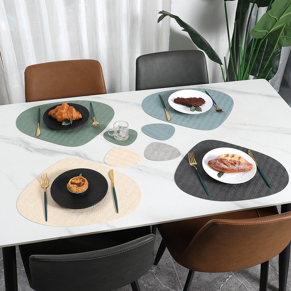 Custom Wheat Grain Teardrop Leather Placemat detail