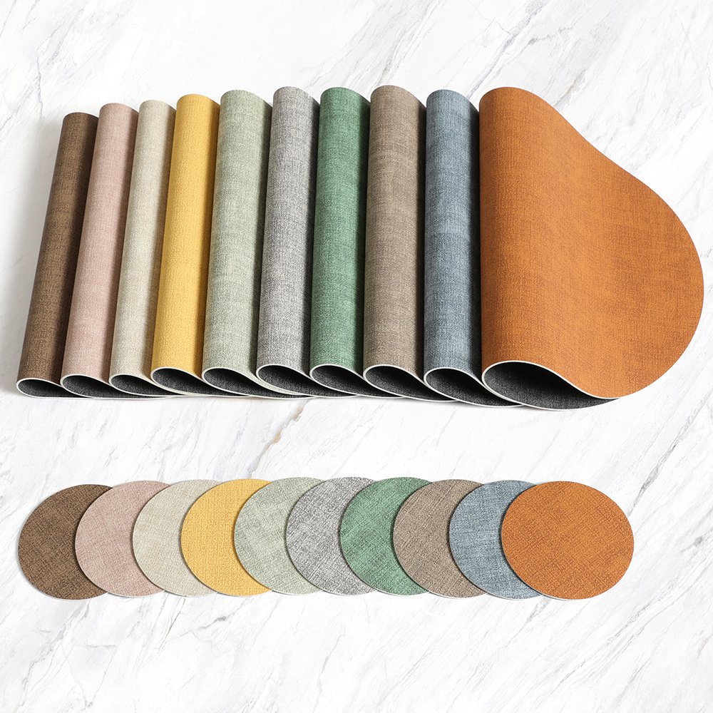Custom Two-Tone Woven Oval Leather Placemat detail