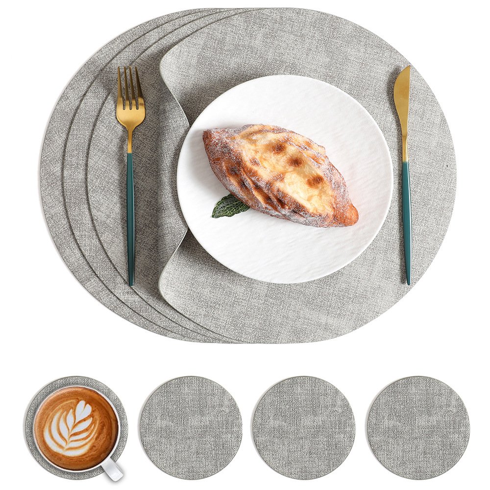 Custom Round Textured Leather Placemat detail