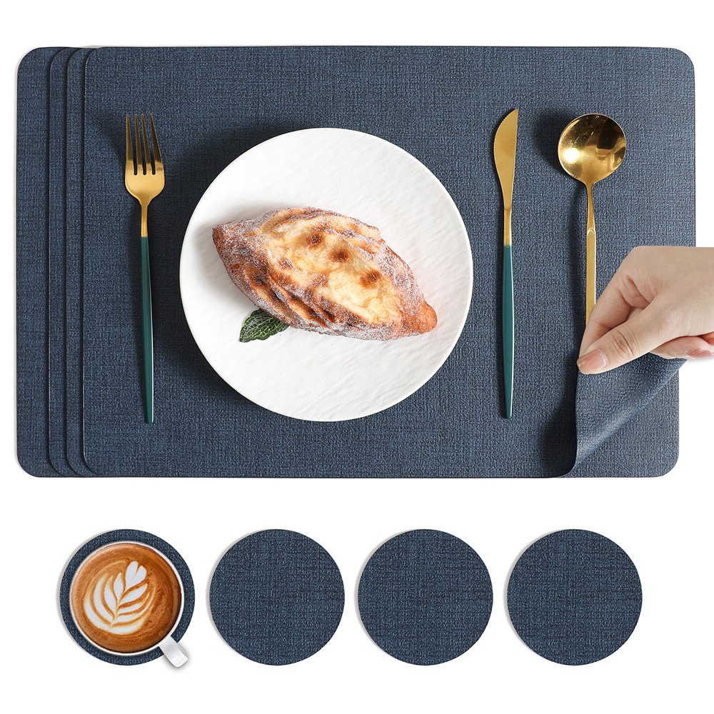 Custom Square Textured Leather Placemat detail