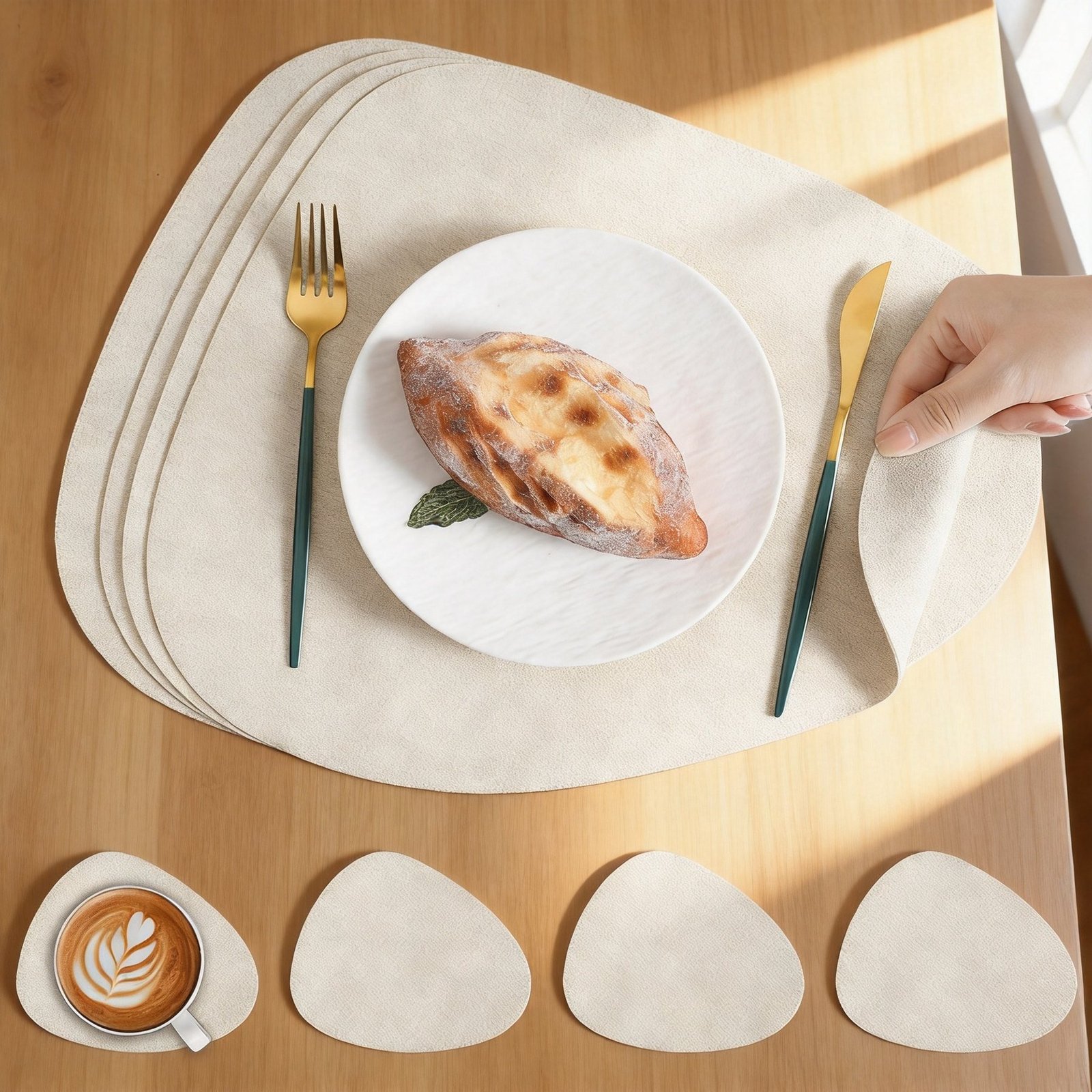 Custom Teardrop Textured Leather Placemat