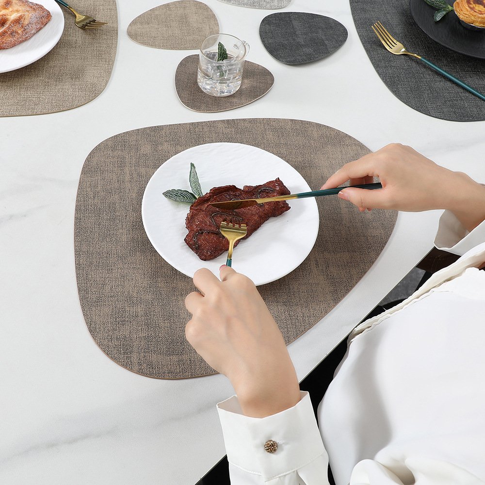 Custom Teardrop Textured Leather Placemat detail