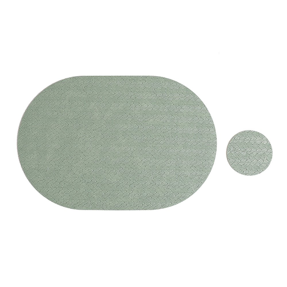 Custom Wheat Grain Oval Leather Placemat detail