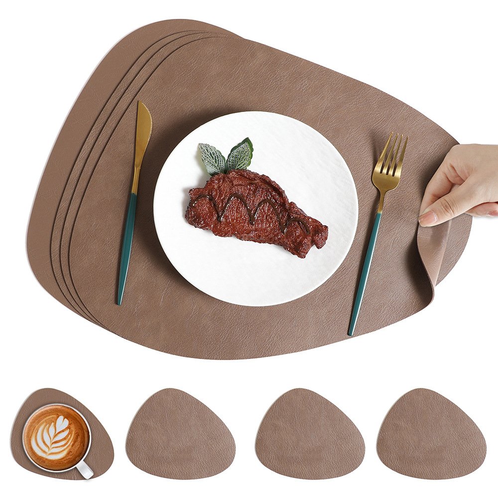 Custom Cowhide Grain Teardrop Leather Placemat detail