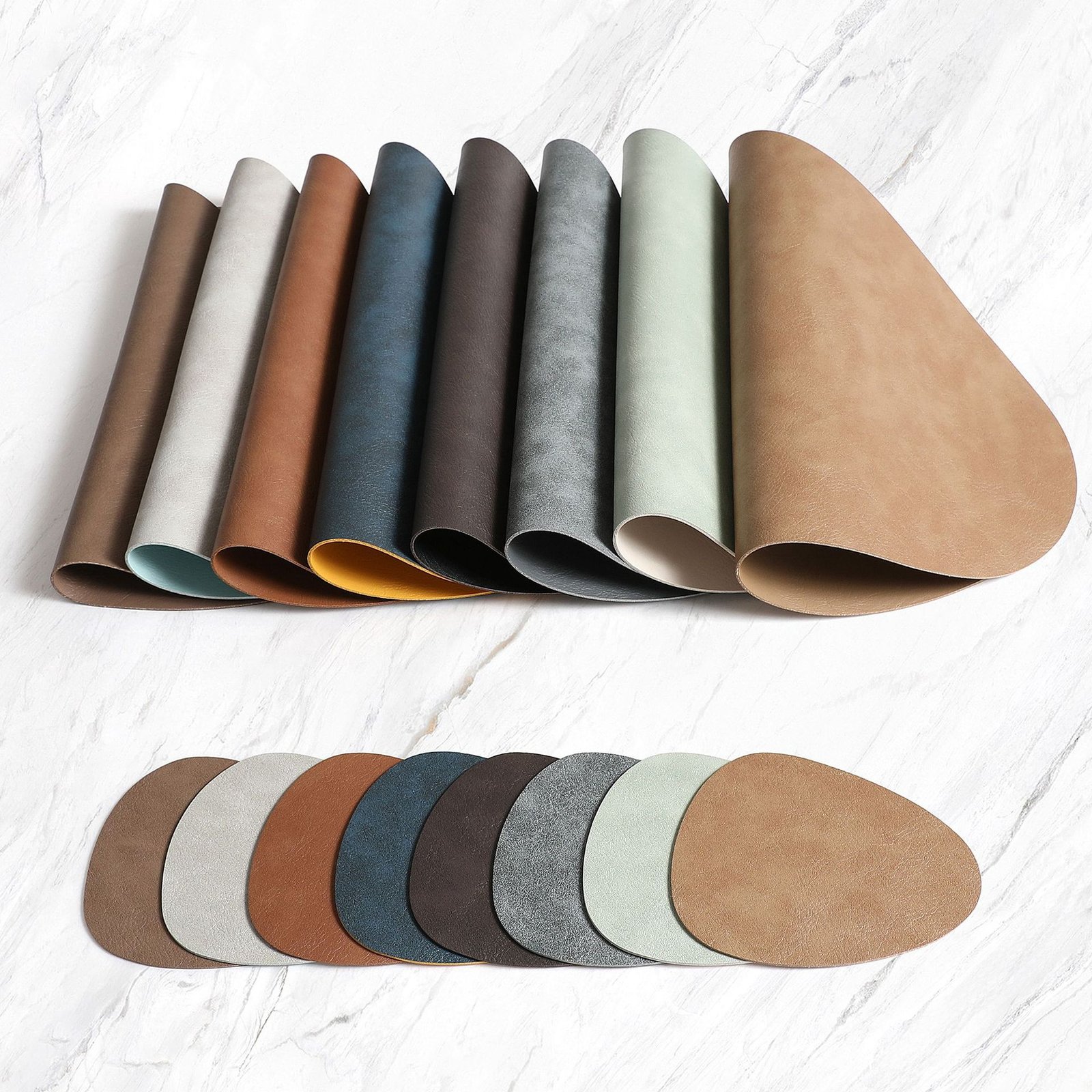 Custom Cowhide Grain Teardrop Leather Placemat detail