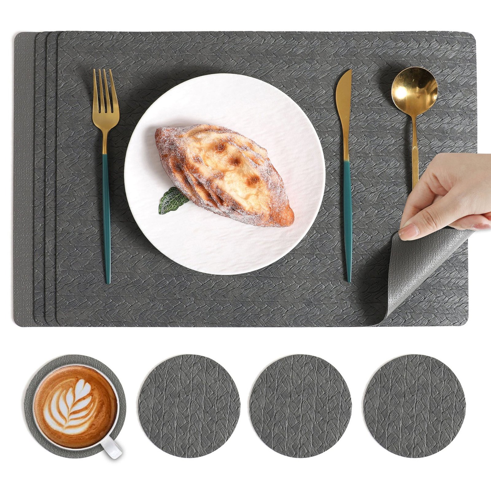 Custom Wheat Grain Square Leather Placemat
