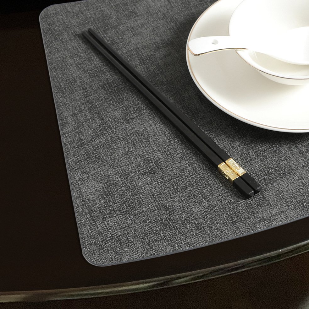 Custom Fan-Shaped Leather Placemat for Round Tables detail