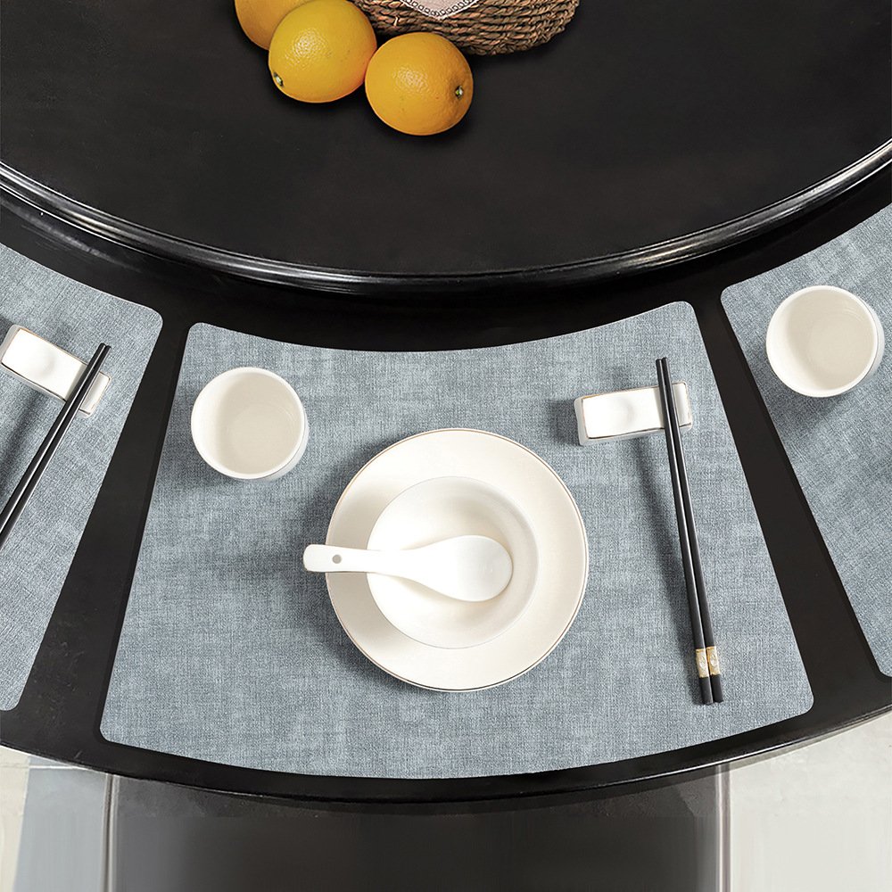 Custom Fan-Shaped Leather Placemat for Round Tables detail