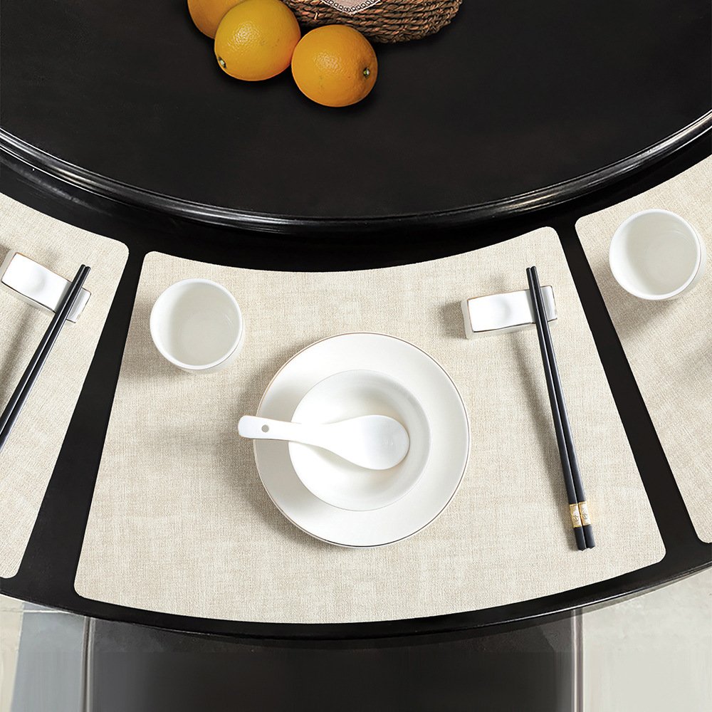 Custom Fan-Shaped Leather Placemat for Round Tables detail